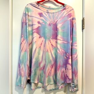 LJ Lauren James Purple Pink Tie Dye Long Sleeve Tee Womens Medium T Shirt